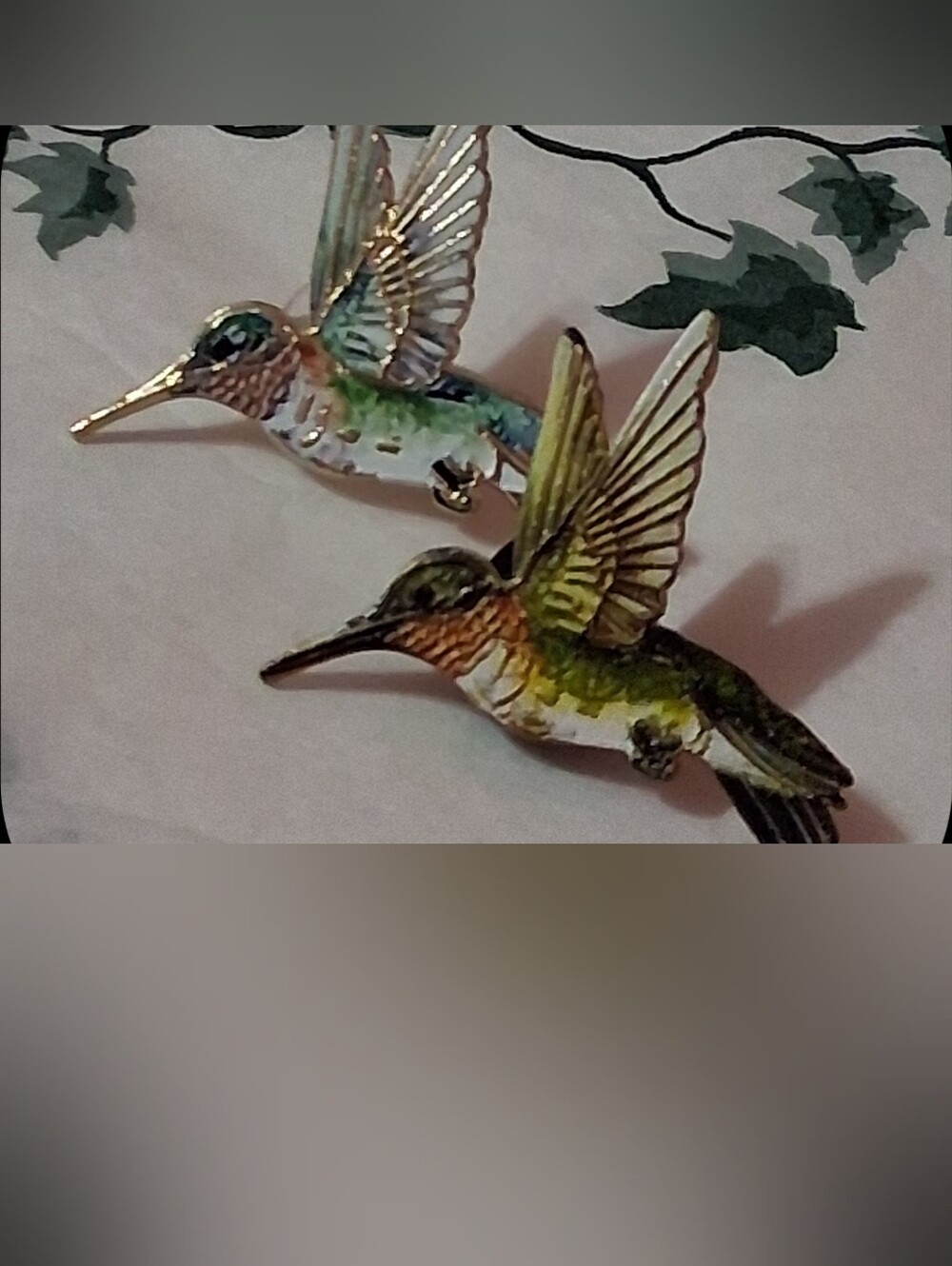 Set of 2 Hummingbird Enamel Brooch/Lapel Pins